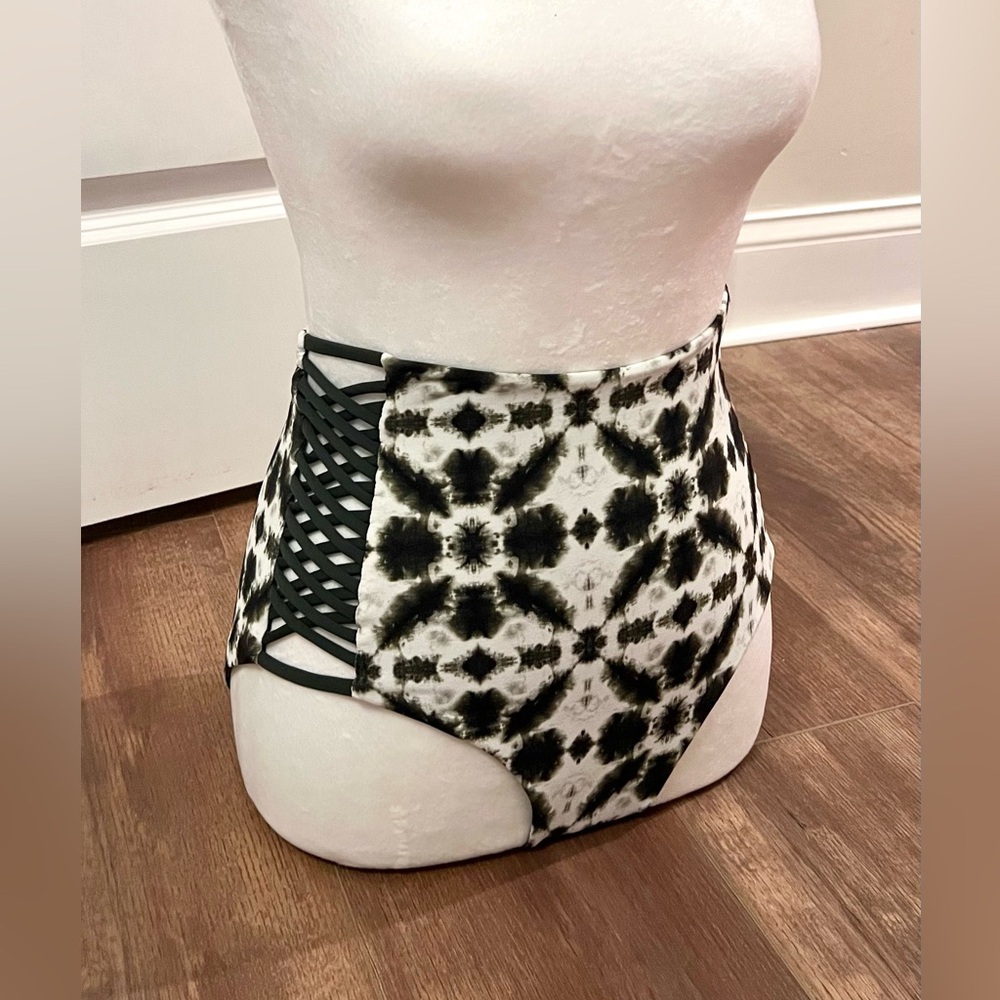TiniBikini High Waisted Green Tie Dye Swim Bottoms